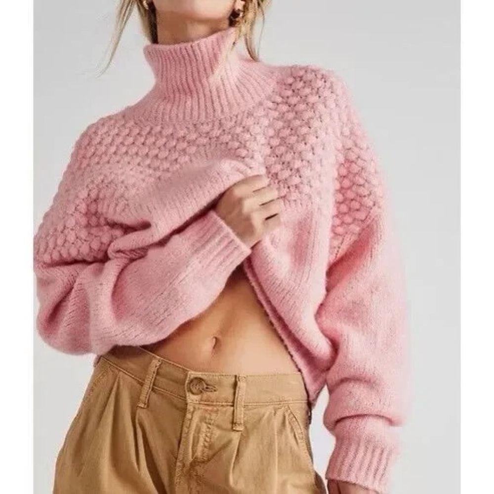 Free People Women’s Bradley Pullover Sweater Bubblegum Pink Medium